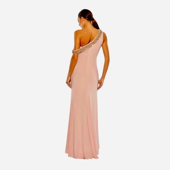*NWOT Mac Duggal Beaded Drop Shoulder Jersey Gown Rose – Sz 12 - Picture 4 of 10